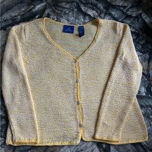 j. h. collectibles light yellowe button down cardigan size L